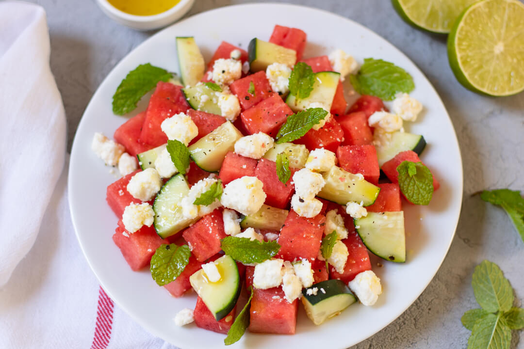 Ensalada de Sandía con Pepino y Queso Feta – Elina Saiach